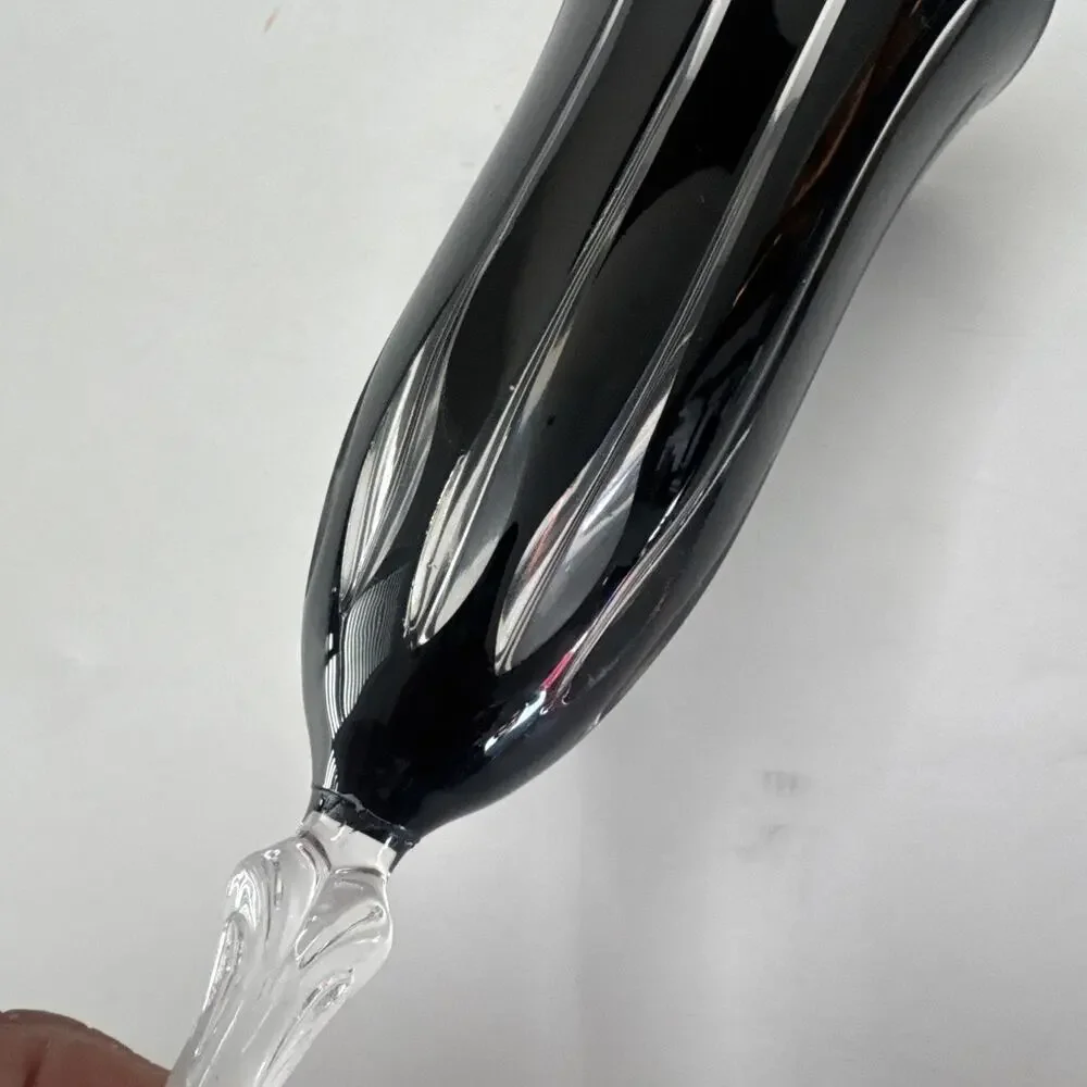Set of 5 Le Stelle Cristal Design Black Glasses Champagne Flutes Cut to Clear - Picture 6 of 12